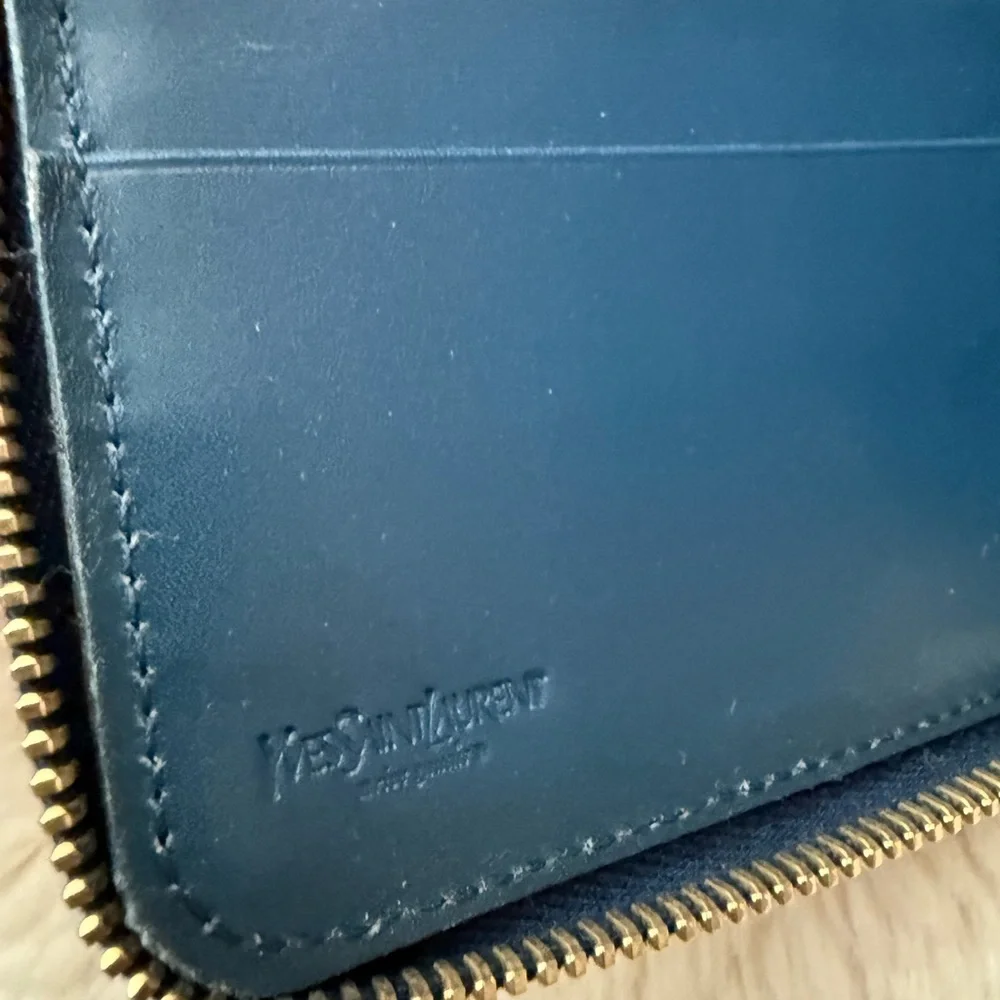 YSL EUC Vintage Teal Green Patent Leather Wallet with Dusty and Card - Picture 6 of 9